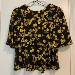 Black and Yellow Floral Top